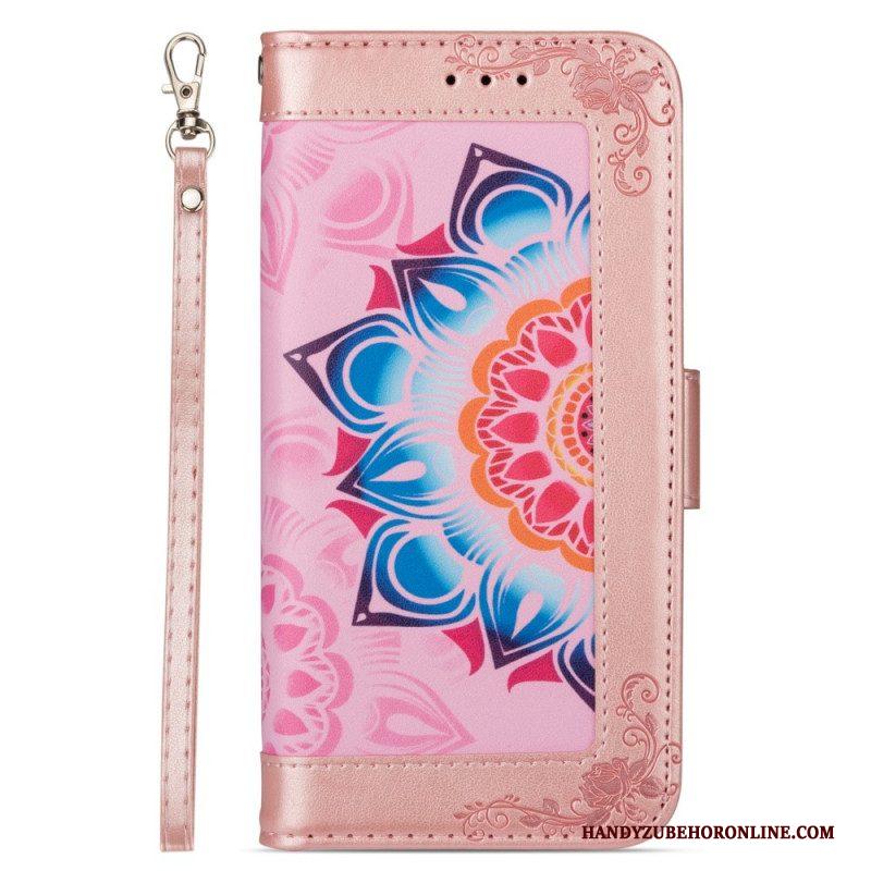 Leren Hoesje voor Samsung Galaxy S22 5G Met Ketting Bandjes Mandala Decoratie