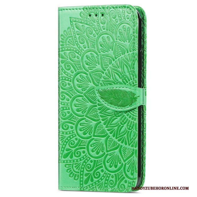 Leren Hoesje voor Samsung Galaxy S22 Ultra 5G Stammen Bladeren