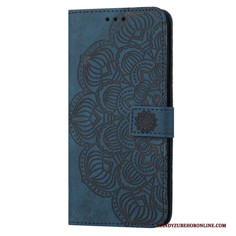 Leren Hoesje voor Samsung Galaxy S23 5G Met Ketting Strakke Mandala