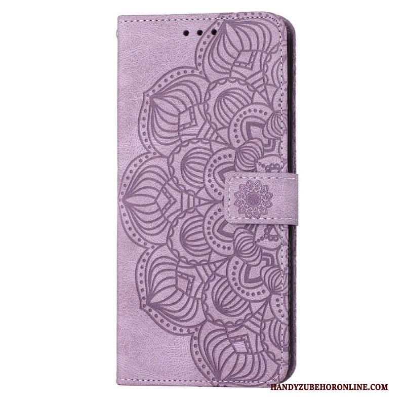 Leren Hoesje voor Samsung Galaxy S23 5G Met Ketting Strakke Mandala