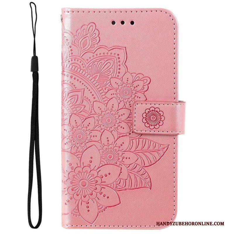 Leren Hoesje voor Samsung Galaxy S23 5G Met Ketting Strakke Mandala