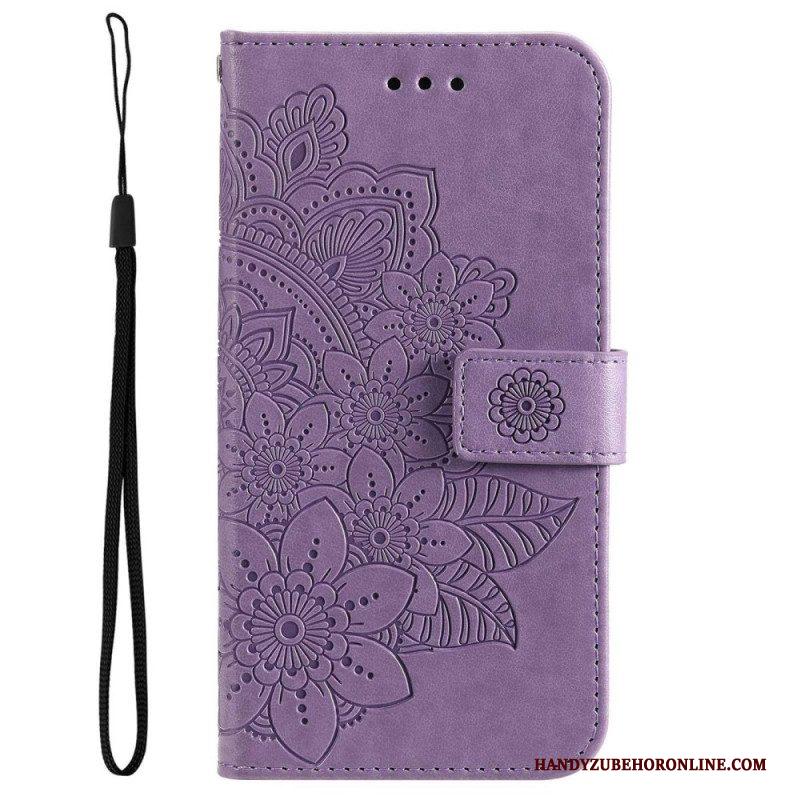 Leren Hoesje voor Samsung Galaxy S23 5G Met Ketting Strakke Mandala