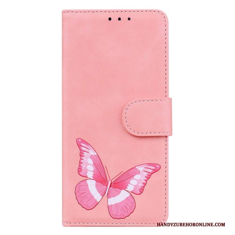 Leren Hoesje voor Samsung Galaxy S23 5G Vlinder