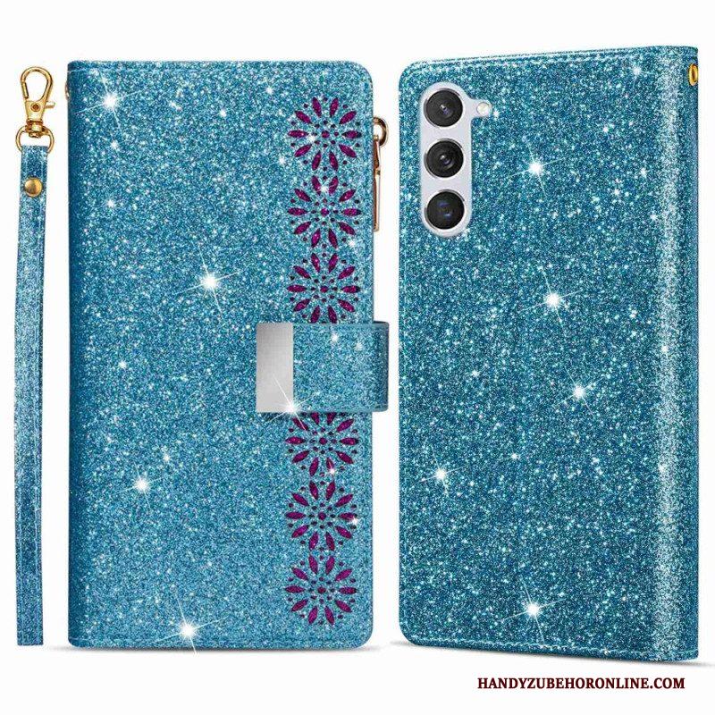 Leren Hoesje voor Samsung Galaxy S23 Plus 5G Portemonnee Leren Portemonnee Met Pailletten