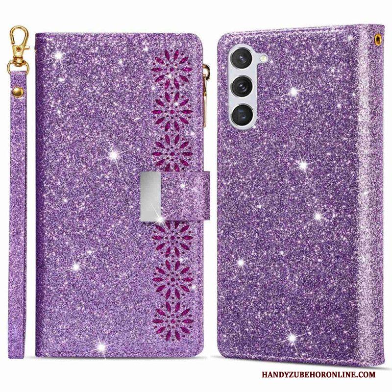 Leren Hoesje voor Samsung Galaxy S23 Plus 5G Portemonnee Leren Portemonnee Met Pailletten