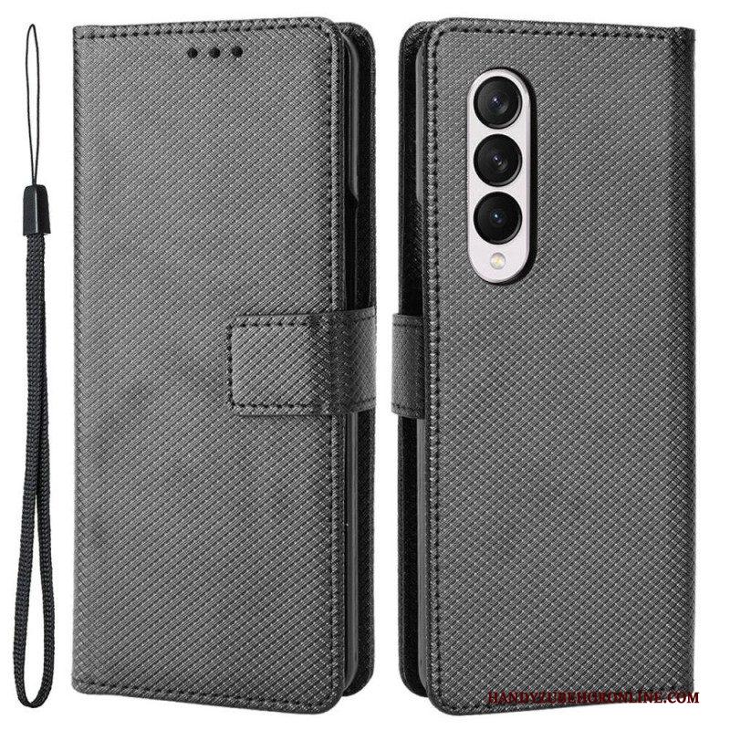 Leren Hoesje voor Samsung Galaxy Z Fold 4 Met Ketting Diamanten Band