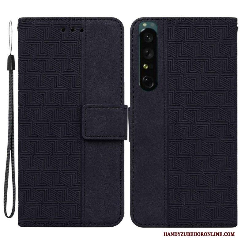 Leren Hoesje voor Sony Xperia 1 IV Met Ketting Patroon Met Bandjes