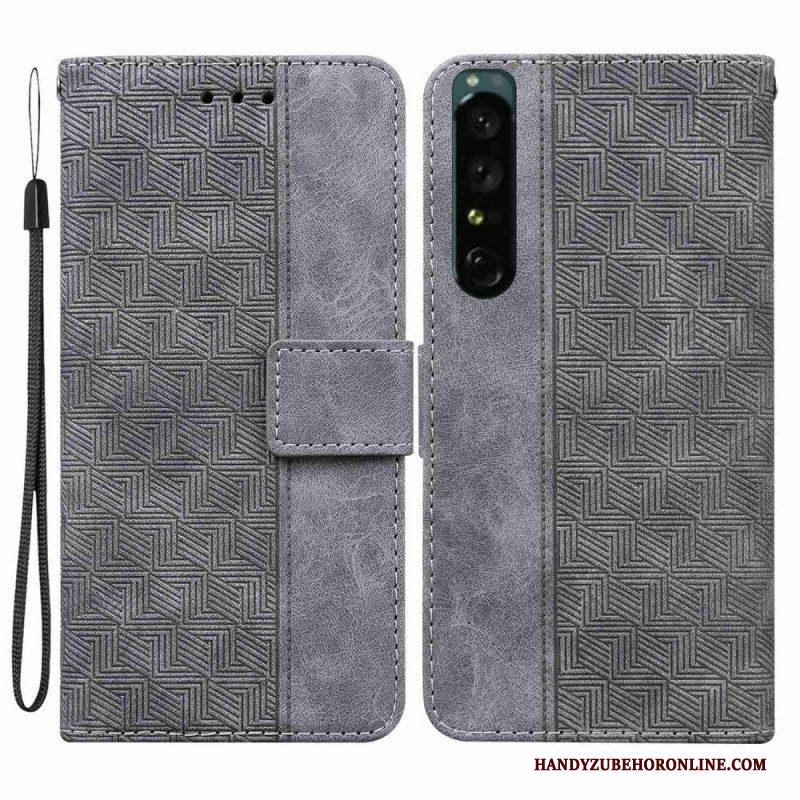 Leren Hoesje voor Sony Xperia 1 IV Met Ketting Patroon Met Bandjes