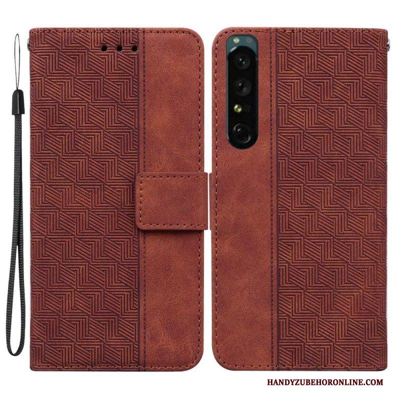 Leren Hoesje voor Sony Xperia 1 IV Met Ketting Patroon Met Bandjes