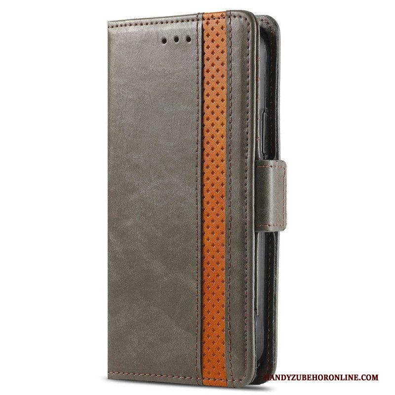 Leren Hoesje voor Sony Xperia 1 IV Tweekleurige Dubbele Sluiting