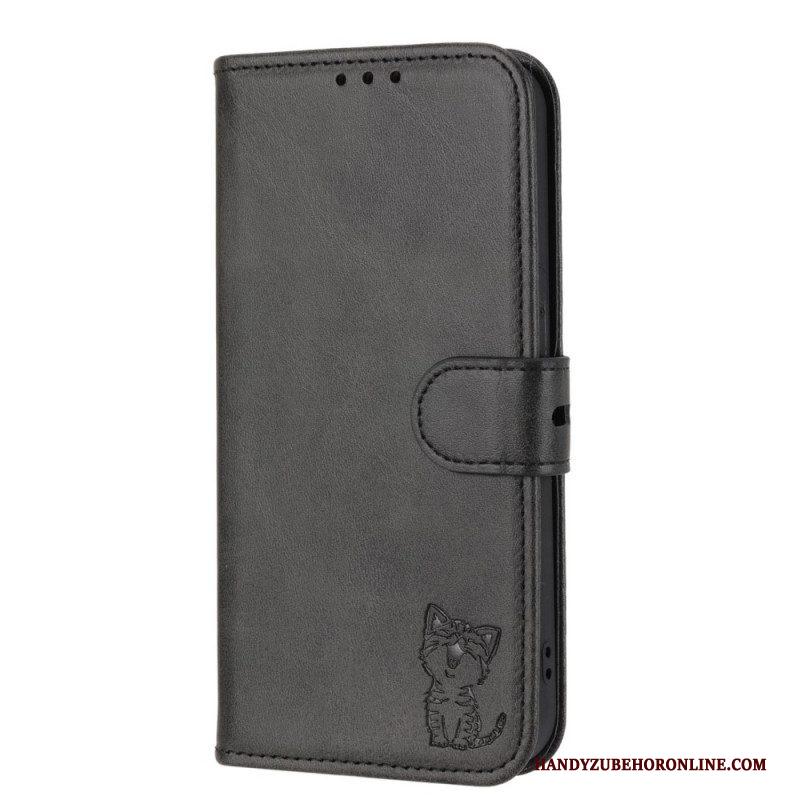 Leren Hoesje voor Sony Xperia 10 IV Kleine Kitten