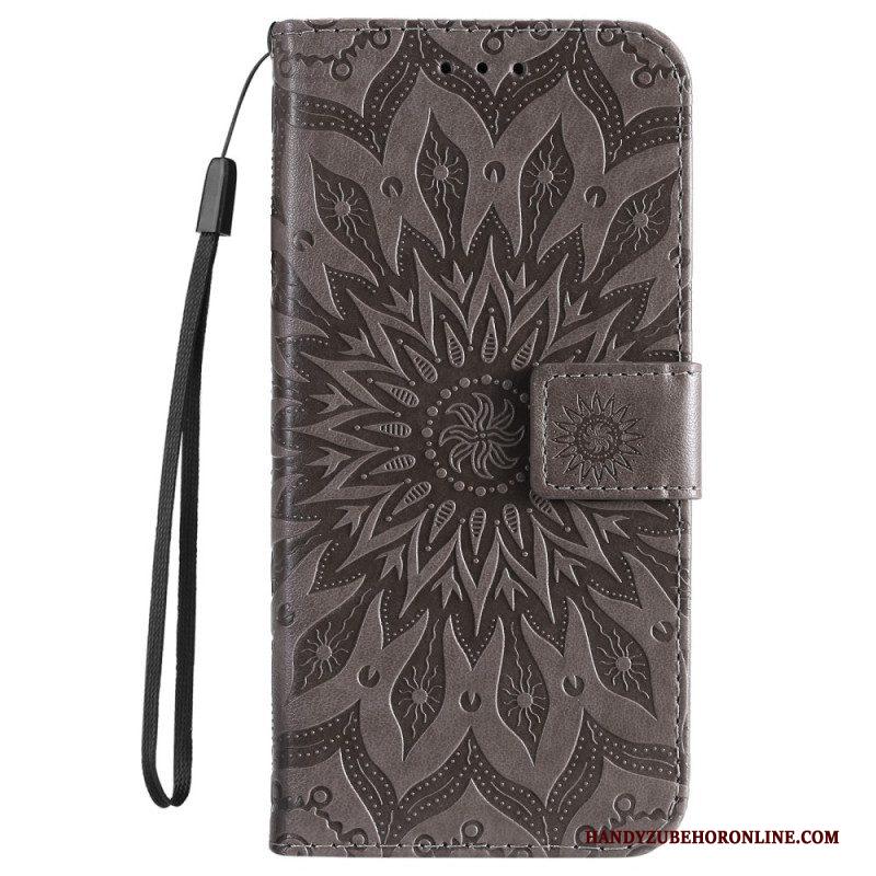 Leren Hoesje voor Sony Xperia 5 IV Mandala Zon Met Lanyard