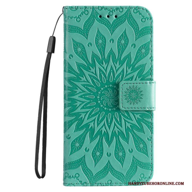 Leren Hoesje voor Sony Xperia 5 IV Mandala Zon Met Lanyard