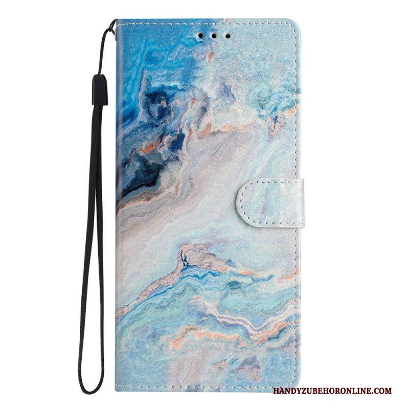 Leren Hoesje voor Xiaomi 12 Lite Met Ketting Marmer Strippen