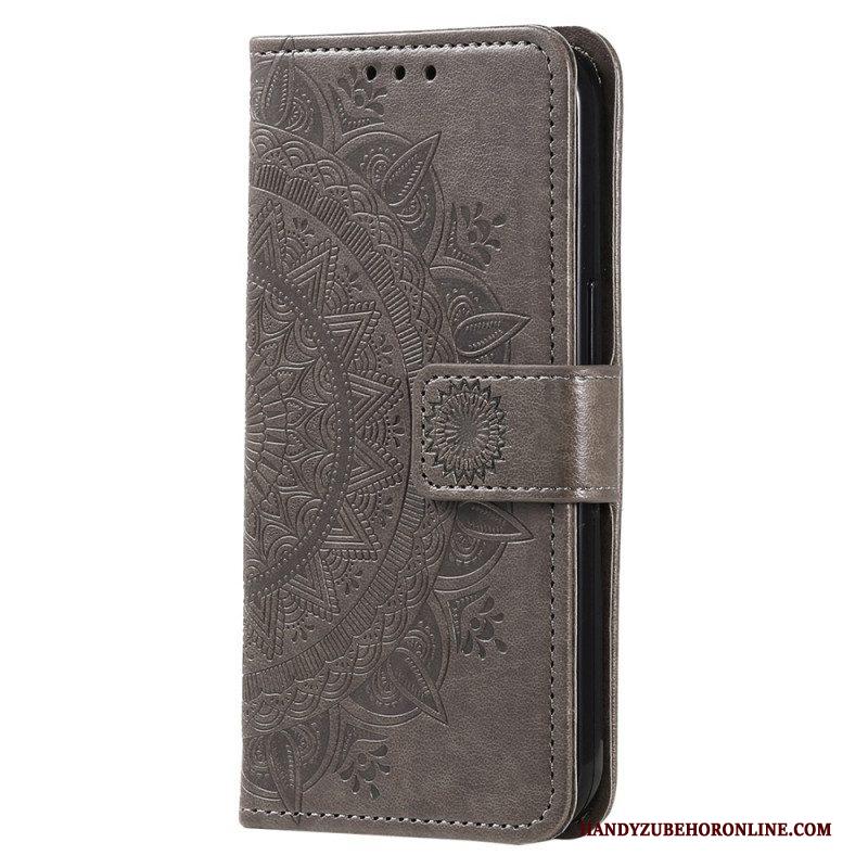 Leren Hoesje voor Xiaomi 12T / 12T Pro Mandala Zon Met Lanyard