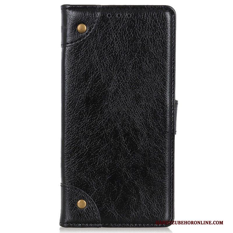 Leren Hoesje voor Xiaomi 12T / 12T Pro Stijl Nappa Lederen Vintage Klinknagels