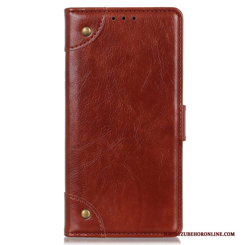 Leren Hoesje voor Xiaomi 12T / 12T Pro Stijl Nappa Lederen Vintage Klinknagels