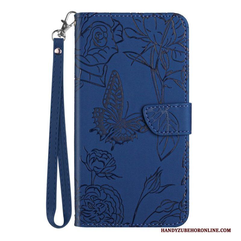 Leren Hoesje voor Xiaomi 13 Pro Vlinders En Lanyard