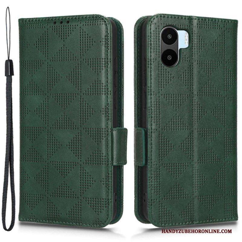 Leren Hoesje voor Xiaomi Redmi A1 Driehoeken Met Lanyard