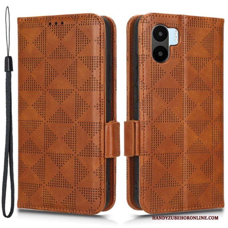 Leren Hoesje voor Xiaomi Redmi A1 Driehoeken Met Lanyard