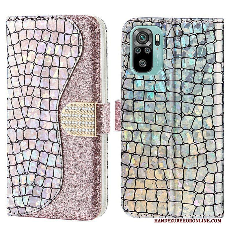 Leren Hoesje voor Xiaomi Redmi Note 10 / 10S Krokodil Diamanten