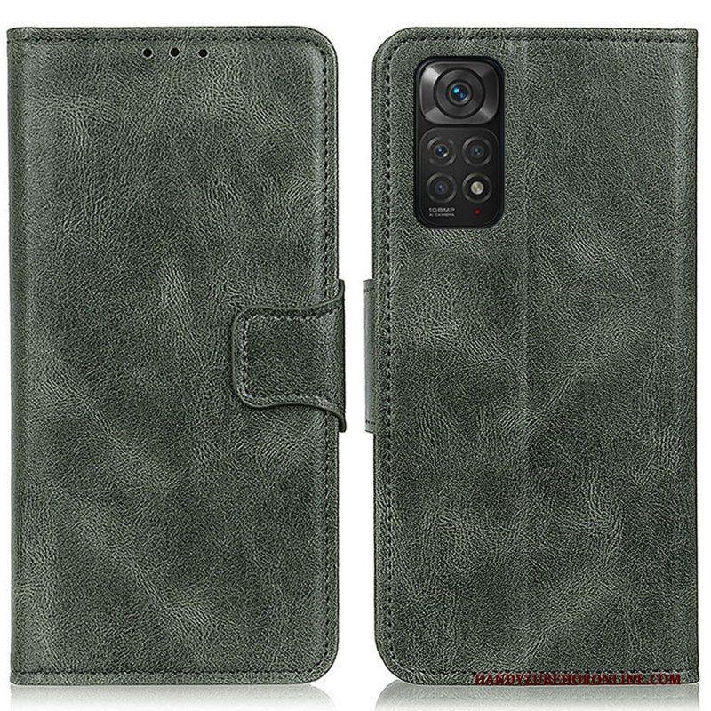 Leren Hoesje voor Xiaomi Redmi Note 11 / 11S Omkeerbare Sluiting Met Leereffect