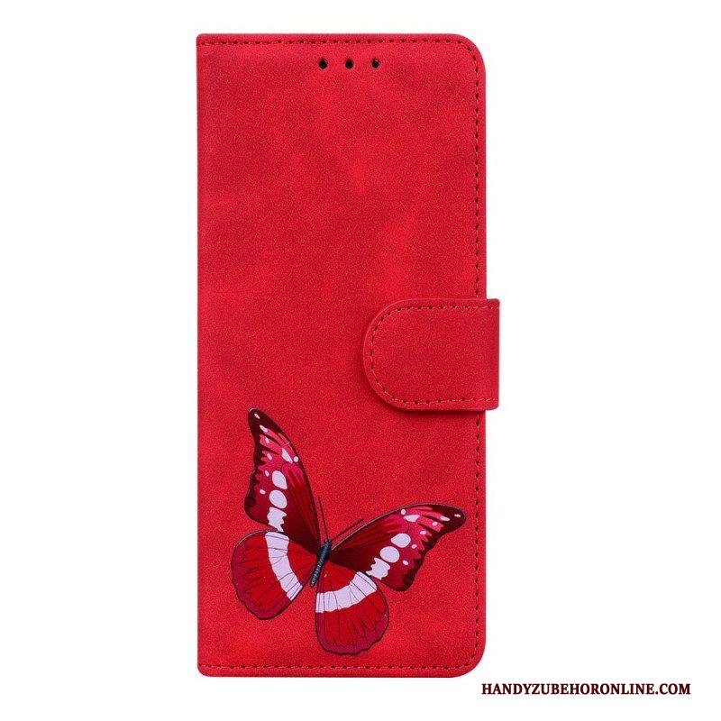 Leren Hoesje voor Xiaomi Redmi Note 11 Pro / 11 Pro 5G Huid-aanraking Vlinder