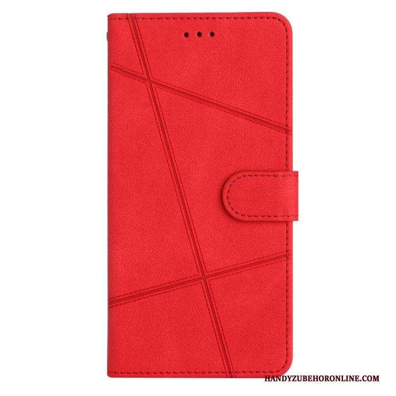 Leren Hoesje voor Xiaomi Redmi Note 12 4G Met Ketting Bandjes Geometrisch