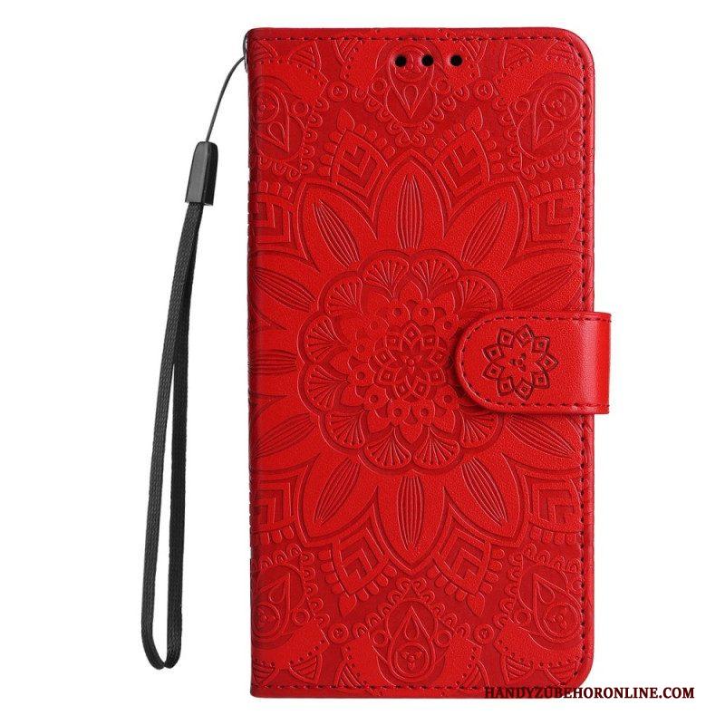 Leren Hoesje voor Xiaomi Redmi Note 12 5G Met Ketting Mandala-decoratie Met Riem