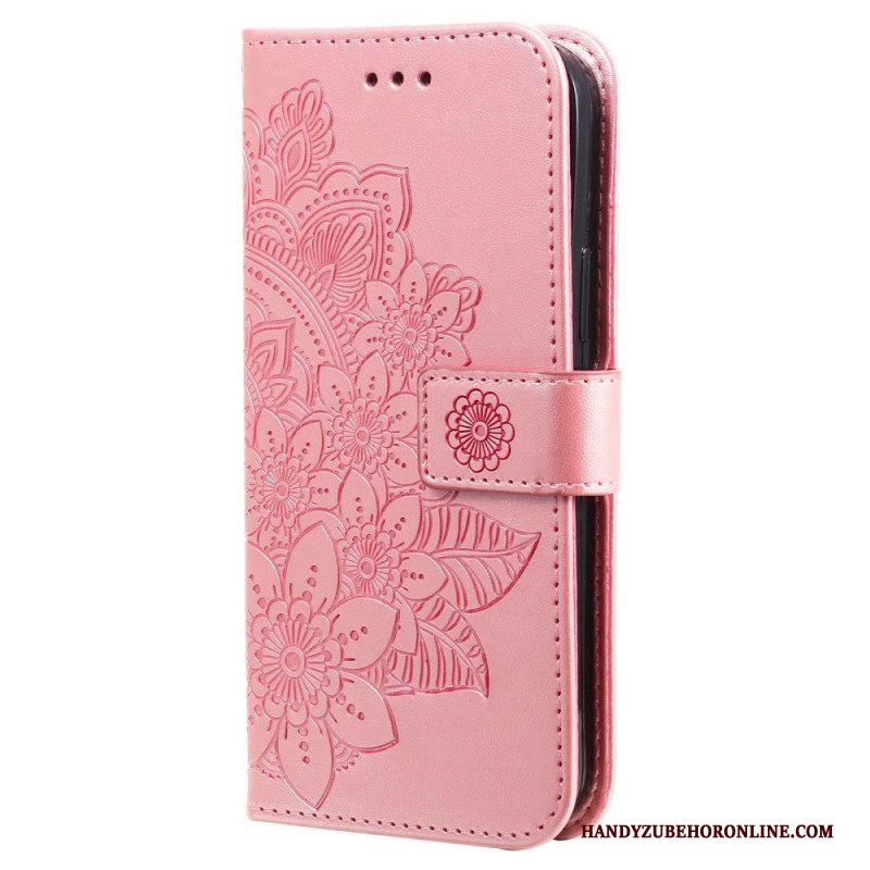 Leren Hoesje voor Xiaomi Redmi Note 12 5G Met Ketting Riem Bloem Mandala