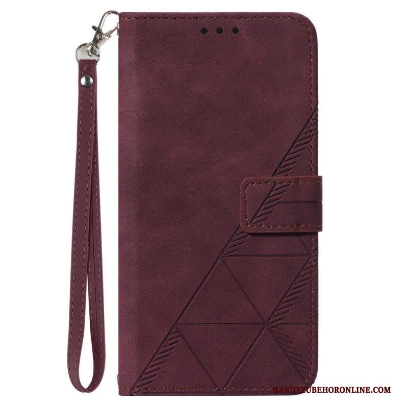 Leren Hoesje voor Xiaomi Redmi Note 12 5G Met Ketting Riem Driehoeken