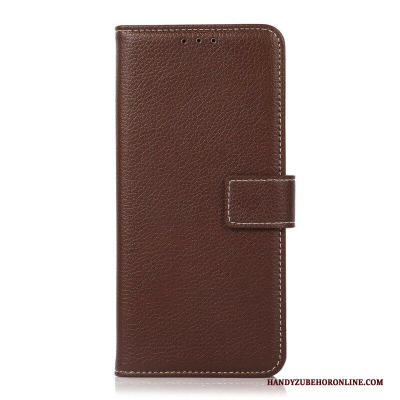 Leren Hoesje voor iPhone 13 Pro Litchi-naden Met Leereffect