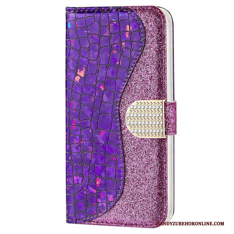 Leren Hoesje voor iPhone 13 Pro Max Krokodil Diamanten