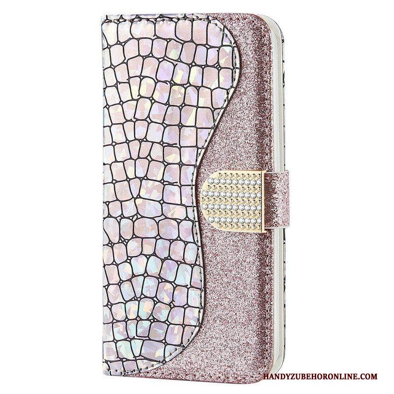 Leren Hoesje voor iPhone 13 Pro Max Krokodil Diamanten