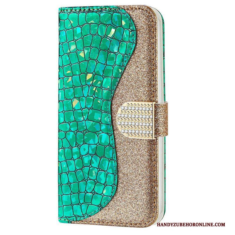 Leren Hoesje voor iPhone 13 Pro Max Krokodil Diamanten