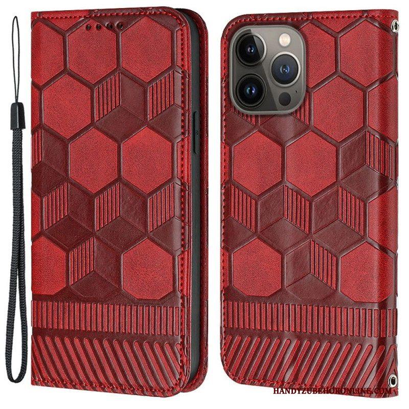 Leren Hoesje voor iPhone 13 Pro Voetbal Bal Patroon