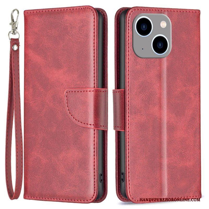 Leren Hoesje voor iPhone 14 Plus Folio-hoesje Gladde Flap Schuin