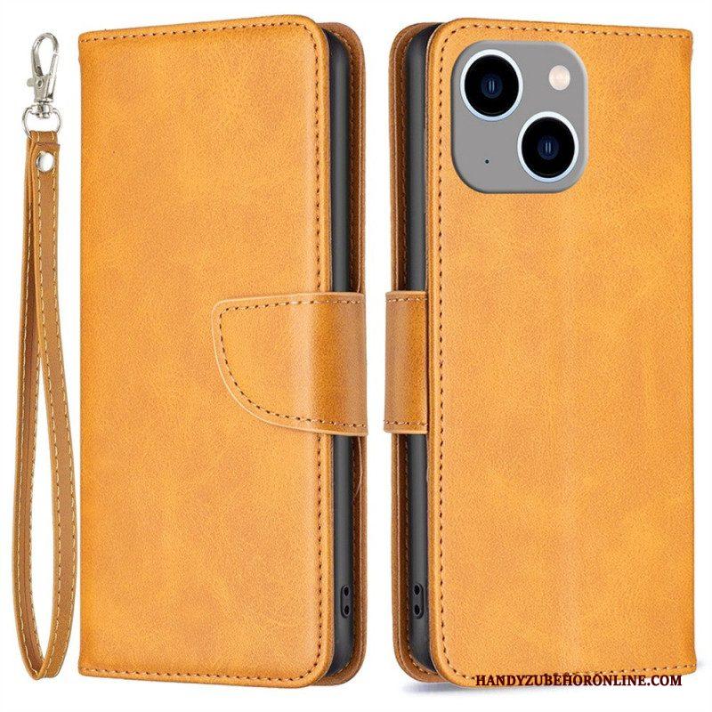 Leren Hoesje voor iPhone 14 Plus Folio-hoesje Gladde Flap Schuin