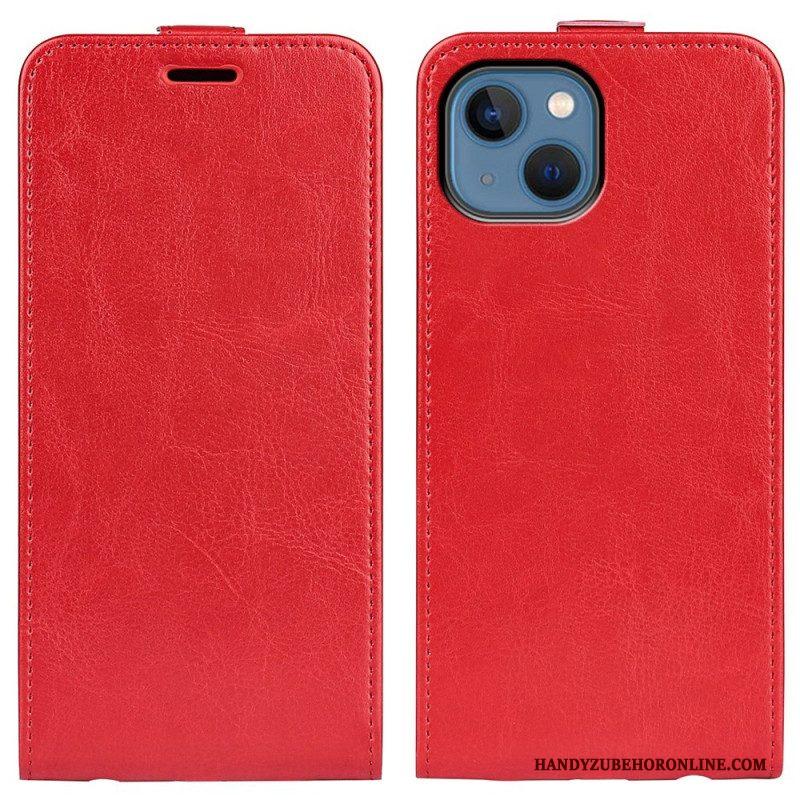 Leren Hoesje voor iPhone 14 Plus Folio-hoesje Retro Verticale Klep