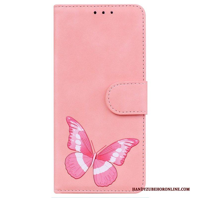 Leren Hoesje voor iPhone 14 Pro Vlinder Elegantie