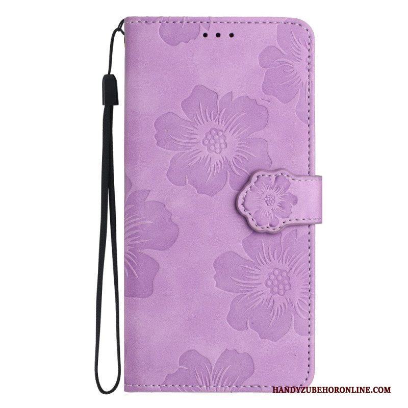 Leren Hoesje voor iPhone 15 Bloemenprint