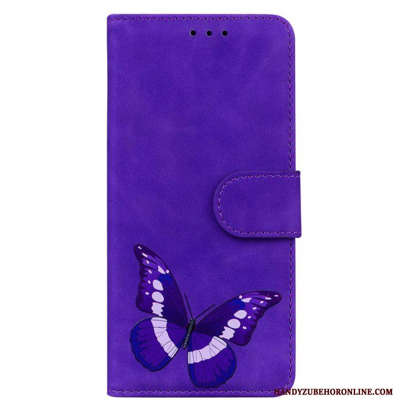 Leren Hoesje voor iPhone 15 Plus Imitatieleren Vlinder