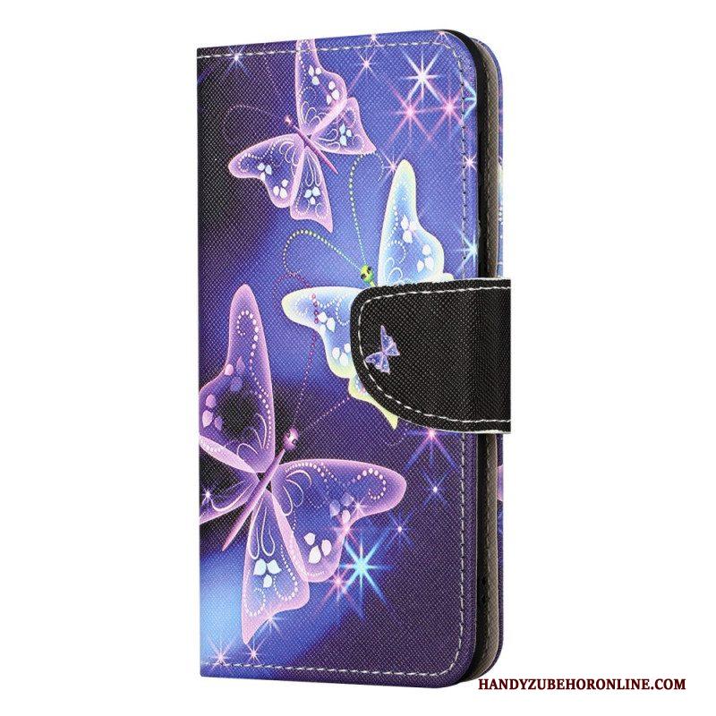 Leren Hoesje voor iPhone 15 Plus Vlinders