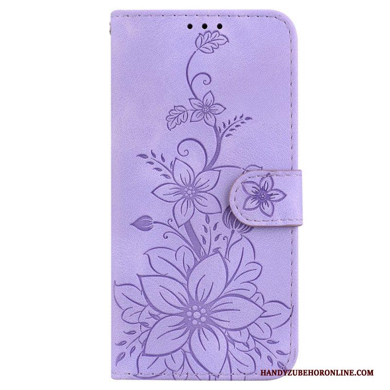 Leren Hoesje voor iPhone 15 Pro Max Met Ketting Bloemenband