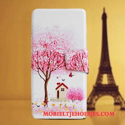 Lg G2 Hoesje Hoes Bescherming All Inclusive Leren Etui Mobiele Telefoon Roze Anti-fall