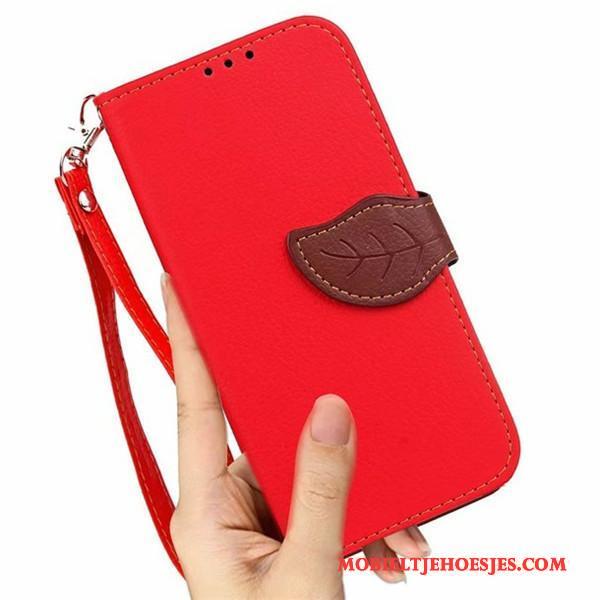 Lg G2 Portemonnee Hoesje Leren Etui Folio Mobiele Telefoon Rood Bescherming