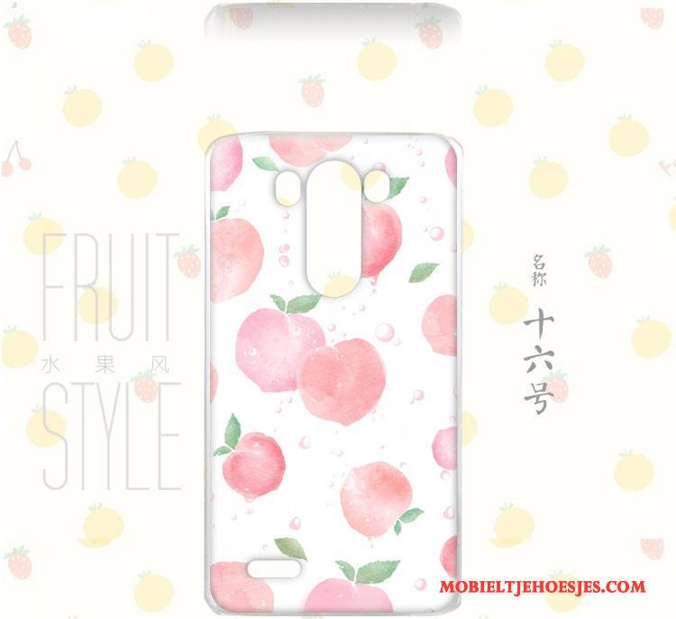 Lg G3 Hoes Bloemen Wind Hemming Roze Hoesje Fruit