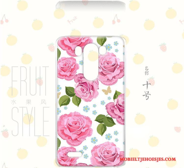 Lg G3 Hoes Bloemen Wind Hemming Roze Hoesje Fruit