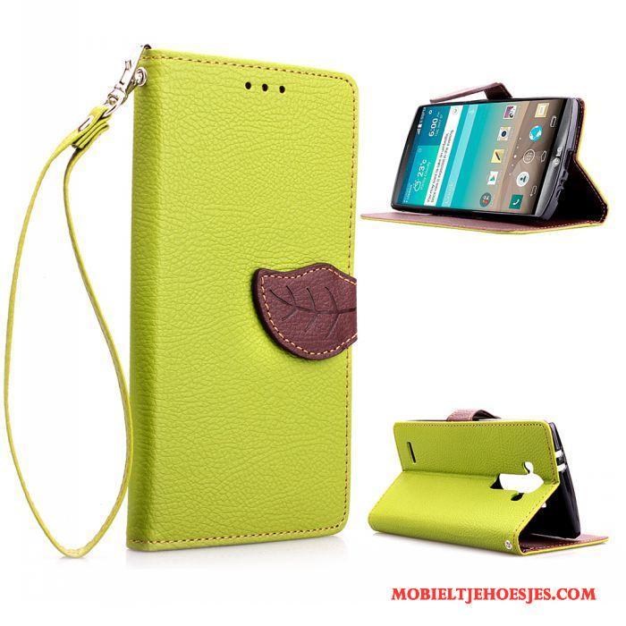 Lg G4 Klittenband Leren Etui Mobiele Telefoon Bescherming Hoesje Telefoon Groen Hanger