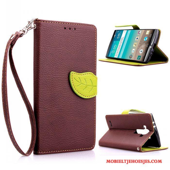 Lg G4 Klittenband Leren Etui Mobiele Telefoon Bescherming Hoesje Telefoon Groen Hanger